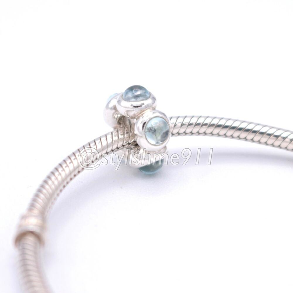 Rare Authentic Pandora Blue Topaz Cabochon Charm - 790538BTP - Picture 4 of 9